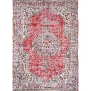 Alfombra de Lana Anudada a Mano Roja Naranja Vintage Pae-2009 con Patrones de Medallón Rectangulares para el Hogar, Pasillo, Sala de Estar, para Adolescentes - Product Image 1