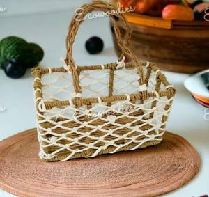 Rectangle Shape Stylish Eco-friendly Natural Jute Fibers Storage Crafted <b>Basket</b> for Storing Toys Laundry or Household Items - Product Image 4