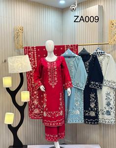 SSumaira Collection Broderie Khaddar de luxe 3 pièces Plazo Salwar Kameez Outfit Vêtements d'hiver élégants pour les femmes, 4 options de couleur - Product Image 2