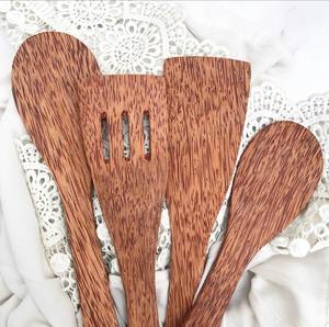 Ustensiles de cuisine en bois naturel spatule en bois de coco ensemble d'ustensiles de cuisine spatules à frire et à tourner - Product Image 5