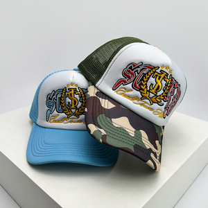 Nueva insignia bordada Unisex letras sombreros de béisbol bloque de Color sombrilla malla transpirable gorras de camionero moda versátil Personal - Product Image 4