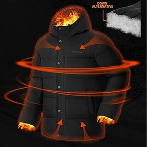 Abrigo de invierno para hombre, chaqueta acolchada cálida, impermeable, grueso, aislado, a prueba de viento, con capucha, Abrigo acolchado para clima frío - Product Image 3