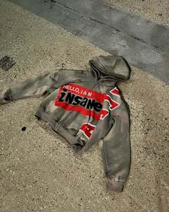 เสื้อฮู้ดปักลายสำหรับผู้ชายเสื้อสเวตเตอร์มีซิปรูด500gsm ปักโลโก้ได้ตามต้องการ - Product Image 2