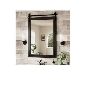 Modern Farmhouse Wedding Bathroom <b>Mirror</b> Decorative Metal Rail Brackets Wall Mounted Large Rustic Square Accent <b>Mirror</b> - Product Image 1