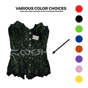 Disfraz Sexy Punk y Gótico, Corsé Verde Satinado con Superposición de Malla Negra - Product Image 3