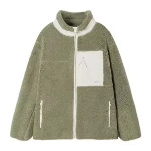 <b>Men's</b> Zippered Canvas <b>Sherpa</b> Fleece <b>Jacket</b> with Stand Collar Waterproof & Breathable Comfortable Fit for Winter Seasons - Product Image 1