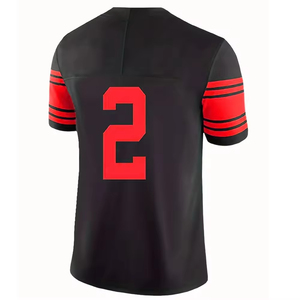 Camiseta de fútbol americano en blanco con logotipo personalizado de alta calidad, camiseta de fútbol personalizada, práctica deportiva, camisetas sueltas de Hip Hop - Product Image 2
