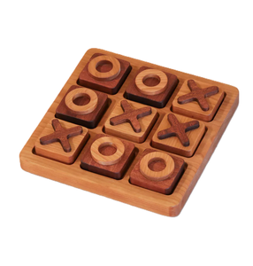 Jeu de Tic Tac Toe en Bois Rustique avec des Pièces en Métal X O, Convient pour la Présentation sur une Table Basse et les Divertissements Ludiques, Provenance Inde - Product Image 4