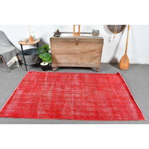 Alfombra ecológica de lana Roja turca Vintage 4x6, 5 pies moderna área grande patrón de retazos decoración de comedor respaldo de látex - Product Image 1