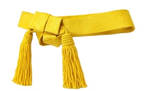 Ceinture de cérémonie jaune avec pompons – Écharpe décorative pour événements et parades - Product Image 2