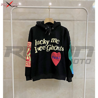Lucky Me I See Ghosts Sweat à capuche unisexe pour couple, motif fantaisie imprimé en relief, séchage rapide, respirant, en tissu polaire, polyester et coton