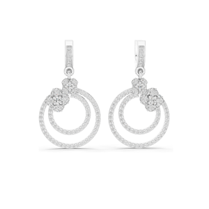 Pendientes Florales de Doble Aro con Diamantes de Laboratorio de 1.084 CT, Corte Brillante Redondo, Oro de 10KT, 14KT, 18KT y Plata 925, Oro Rosa, Amarillo - Product Image 1