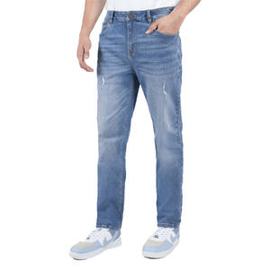 กางเกงขายาวผ้ายีนส์บุรุษใส่สบายแบบดั้งเดิมทำจากผ้าเย็บคงทนและซักสีน้ำเงินเข้มแบบคลาสสิกสำหรับใส่ในทุกสไตล์ลำลอง - Product Image 2