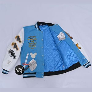Wholesale High Quality Mens Blue Varsity <b>Jackets</b> With Embroidered Patches And Silver Spur Design Casual Autumn Wear Breathable - Product Image 3