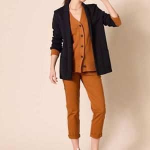 Suéter de Punto de Manga Larga 100% Poliéster, Primavera Verano 2026, Nuevo, con Botones Negros, Estilo Clásico de Dinero Antiguo, para Mujer - Product Image 5