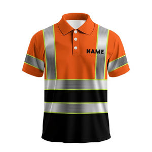 เสื้อโปโลแขนสั้นแบบสะท้อนแสง เสื้อทำงานแบบระบายอากาศพร้อมแถบสะท้อนแสงเพื่อความปลอดภัย - Product Image 1