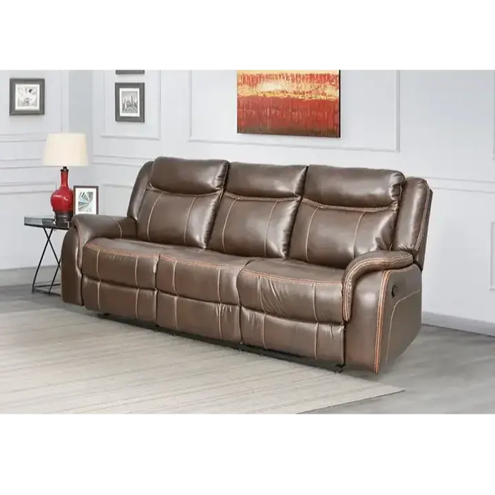 ITALIAN COLLECTION LEATHER AIR RECLINER SOFA WITH DROP DOWN