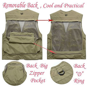 Práctico chaleco de lana de invierno para hombre, chaqueta personalizada sin mangas, ropa de trabajo al aire libre con relleno de algodón liso multibolsillo para pesca - Product Image 4