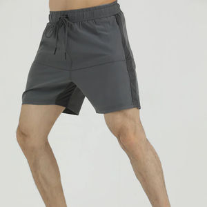 Pantalones Cortos Deportivos Personalizados para Hombre, de Secado Rápido, Grises, Elásticos, para Entrenamiento, Gimnasio, Correr, con Bolsillo con Cremallera, OEM, Marca Privada, Venta al Por Mayor - Product Image 1