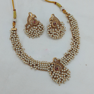Stunning Gold Plated <b>Necklace</b> Set for Women with Elegant Pearls & Sparkling Pota Stones Perfect for Festive Wear & Party Looks - Product Image 2