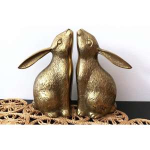 Silver Bunnies Rabbits Easter Rabbit <b>Gifts</b> <b>Sets</b> For Home Decoration And <b>Garden</b> Cast Aluminium Solid Bunny Pair Rabbit Sculpture - Product Image 4