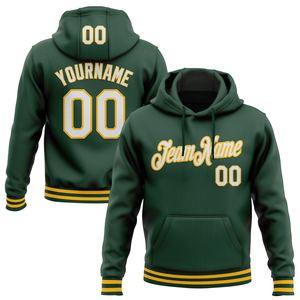 Directo industria venta al por mayor 3D bordado personalizado cosido verde blanco-oro deportes pulóver Sudadera con capucha - Product Image 1