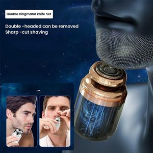 Mini rasoir électrique portable 2-en-1 pour hommes, rechargeable USB-C, rasoir rotatif à double lame pour le visage, remplacement allemand pour - Product Image 4