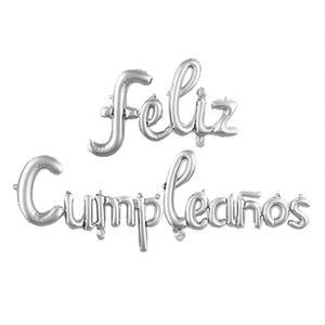 Palloncini Party Love Happy Birthday Argento 44X63CM 36X164CM Confezione da 12 pezzi - Product Image 1