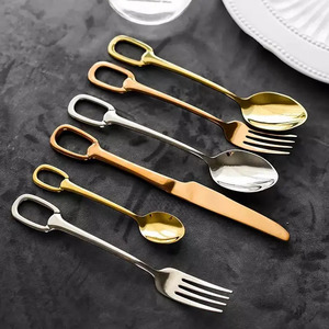 Hot Selling Long Luxury Gold Cutlery Flatware Set Spoons Mirrored Stainless Steel - Product Image 3