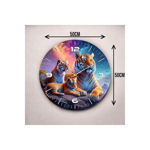 Tiger-Themed 50cm Mesa silenciosa de madera Reloj de pared Impresión en color Animal Patrón Regalo - Product Image 5