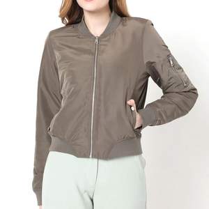 Blouson Bomber Femme de Qualité Supérieure, Veste Extérieure Zippée Décontractée, Coupe-Vent Respirante en Tissu 100% Polyester, Logo Personnalisé, Léger - Product Image 1
