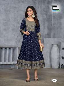 Vestido de rayón Kurti de 14Kg para mujer, diseño impreso de lámina, festivales de boda de alta demanda, recepciones, ropa India pakistaní - Product Image 3