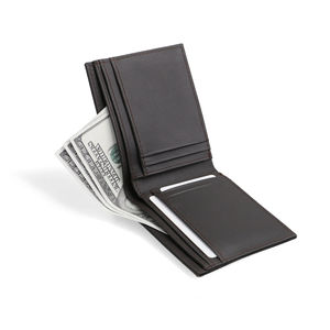 Carteras multifuncionales cortas de alta calidad RFID Split Grey Bifold cuero genuino de lujo hombres logotipo personalizado tarjetero al por mayor - Product Image 2