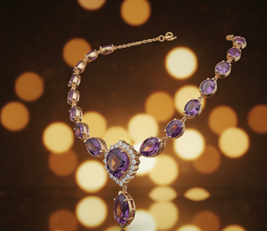 Luxury <b>Blue</b> Amethyst Multi Shape CZ Necklace 16 Inch 33 GM i18K Gold Plated 925 Sterling Silver Fine Jewelry At Wholesale Price - Product Image 3