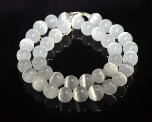 สร้อยคอลูกปัดเซเลไนต์สีขาวธรรมชาติ, ลูกปัดอัญมณีทรงกลมเรียบขนาด 8 มม., สร้อยคอเซเลไนต์แท้, ของขวัญเครื่องประดับบำบัดสำหรับเธอ - Product Image 5