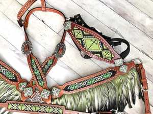Sillín inglés de cuero genuino Multicolor, equipo de equitación de temporada con cuentas ligeras, cuello de pecho occidental - Product Image 5