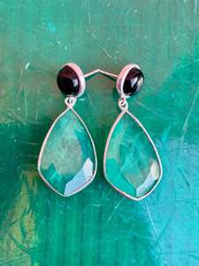 925 Sterling Silver Emerald With <b>Black</b> <b>Onyx</b> Handmade <b>Earring</b> Beautiful Women <b>Earring</b> . - Product Image 2