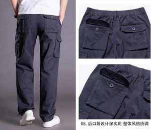 Pantalon cargo pour homme, coton de haute qualité, sergé, tactique, décontracté, pantalon long, taille élastique, pantalon cargo droit pour homme - Product Image 6