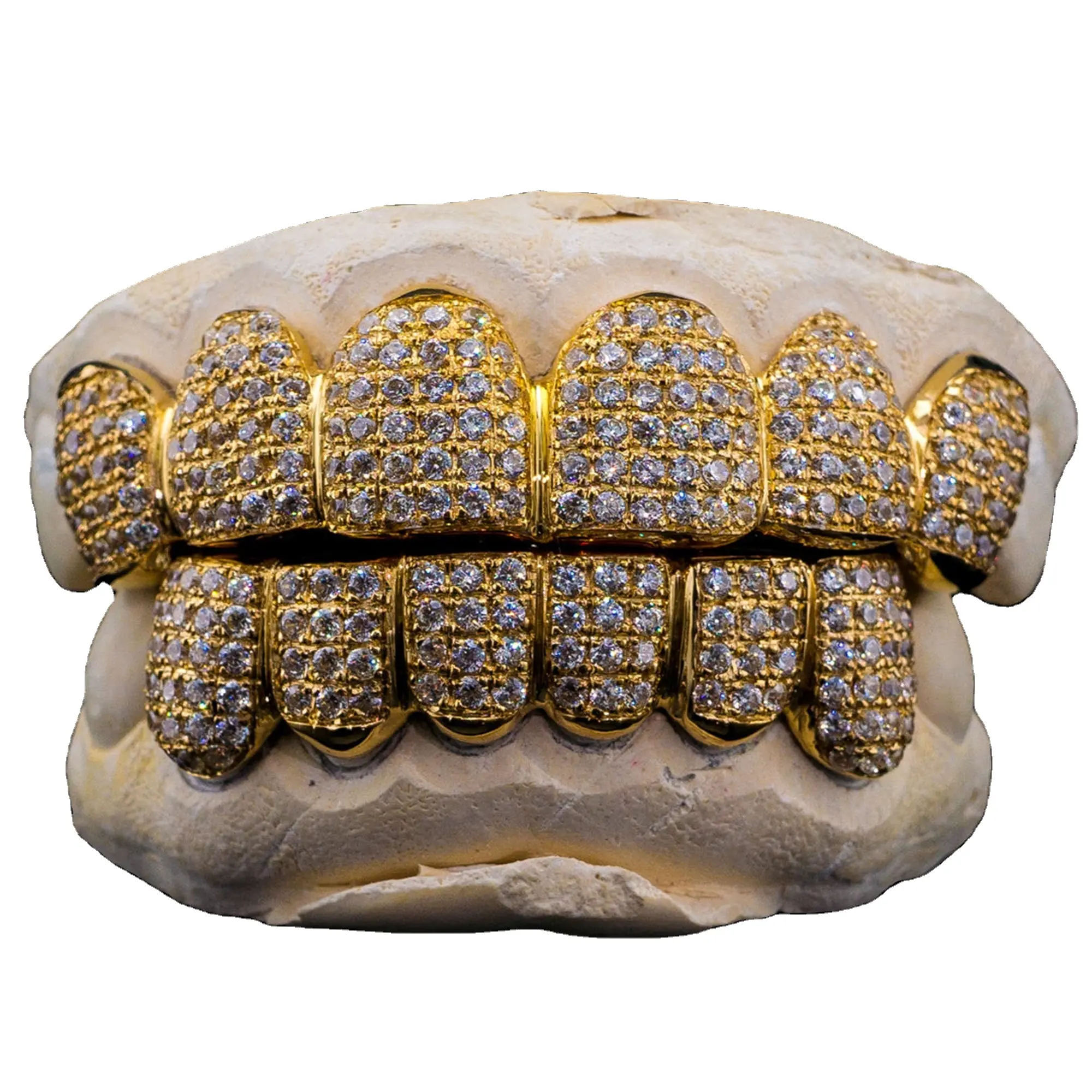 Custom Hip Hop Jewelry 14K 18K Gold Silver 925 Full Diamond Moissanite Personalized Custom Teeth Grillz for Men