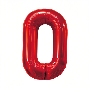 Globo de Fiesta con Número Rojo N0 de 45cm, Paquete de 12 Unidades - Product Image 2