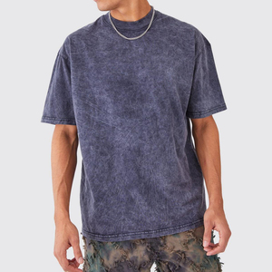 Camiseta en blanco informal Premium de alta calidad para hombre, camisetas holgadas con ajuste cuadrado recortadas en blanco y negro con logotipo personalizado, camisetas con logotipo bordado - Product Image 4