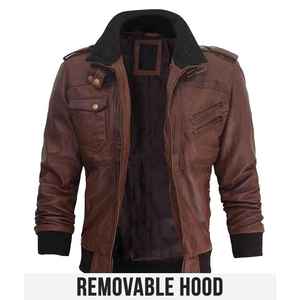 Chaquetas de cuero genuino para motocicleta para hombre personalizadas Chaquetas de cuero de diseño personalizado de gran tamaño para hombre de piel de oveja negra de talla grande - Product Image 5