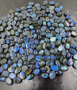 Alta calidad 10x14mm azul llamativo cabujón de labradorita Natural forma ovalada suave piedra preciosa suelta para la fabricación de joyas lote al por mayor - Product Image 2