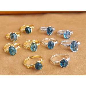 Bohemia Style Gold-Plated Alloy Gemstone <b>Rings</b> March Birthstone Bezel Setting - Product Image 1