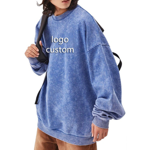 Hot Fashion Cotton <b>Vintage</b> Neck <b>Sweater</b> Custom Logo French Terry Crewneck Popular Women Acid Wash Sweatshirt - Product Image 6