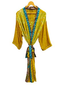 Indian Vintage Robe/Sari Silk Bathing Gown <b>Plus</b> <b>Size</b> Floral Wrap <b>Dress</b> <b>Sexy</b> Summer Lounge Wear - Product Image 3