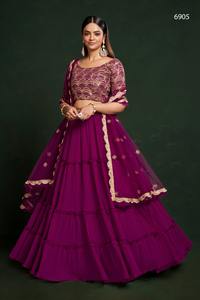 Georgette lehenga choli ออกแบบล่าสุดโดย Fab Zone อินเดียและปากีสถานเสื้อผ้าปักลำดับงาน - Product Image 2