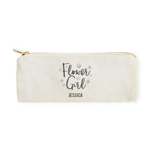 กระเป๋าใส่ดินสอผ้าแคนวาสแบบสั่งทำพิเศษและกระเป๋าเดินทางลายดอกไม้สำหรับเด็กผู้หญิงพร้อมลายตัวอักษร - Product Image 1