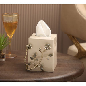 Boîte à mouchoirs de table attrayante, de qualité créative, de forme carrée, en métal avec boîte à mouchoirs en forme de gingko, parfaite pour votre chambre à coucher, votre salle de bain - Product Image 2