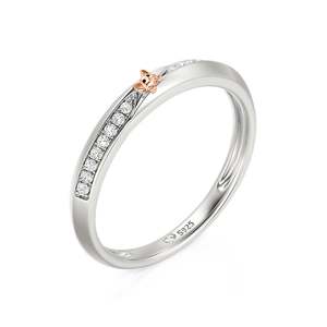 Bague de mariage Jeulia pour femme en platine, style crossover, avec zircon taillé, motif chat et éternité - Product Image 2